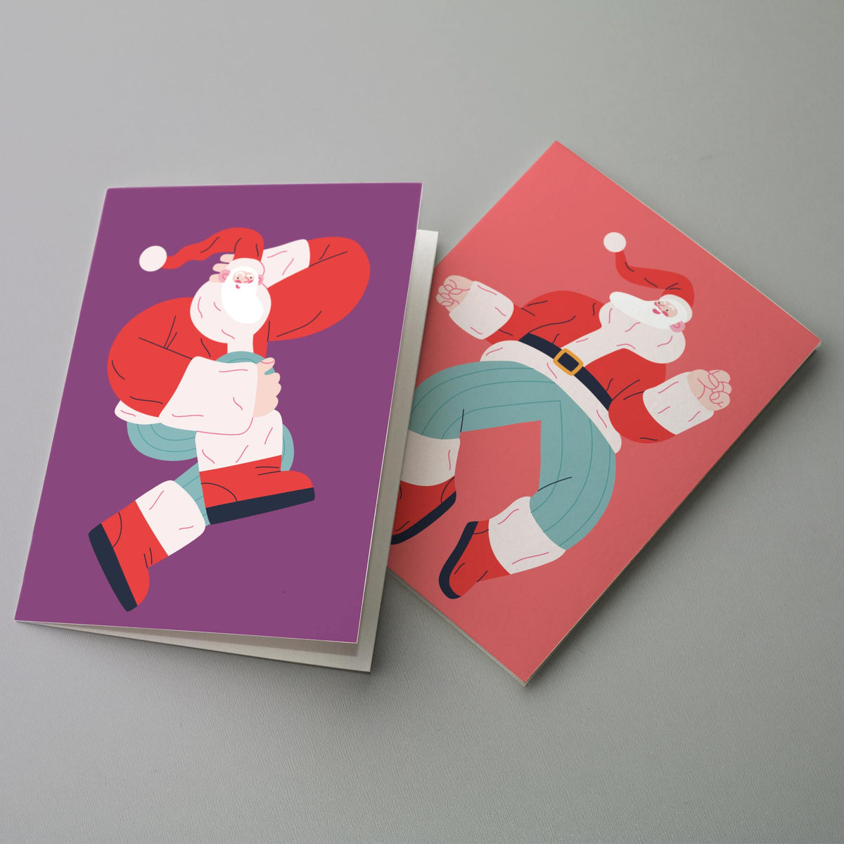 Dancing Santa Claus Christmas Cards, Set of 24