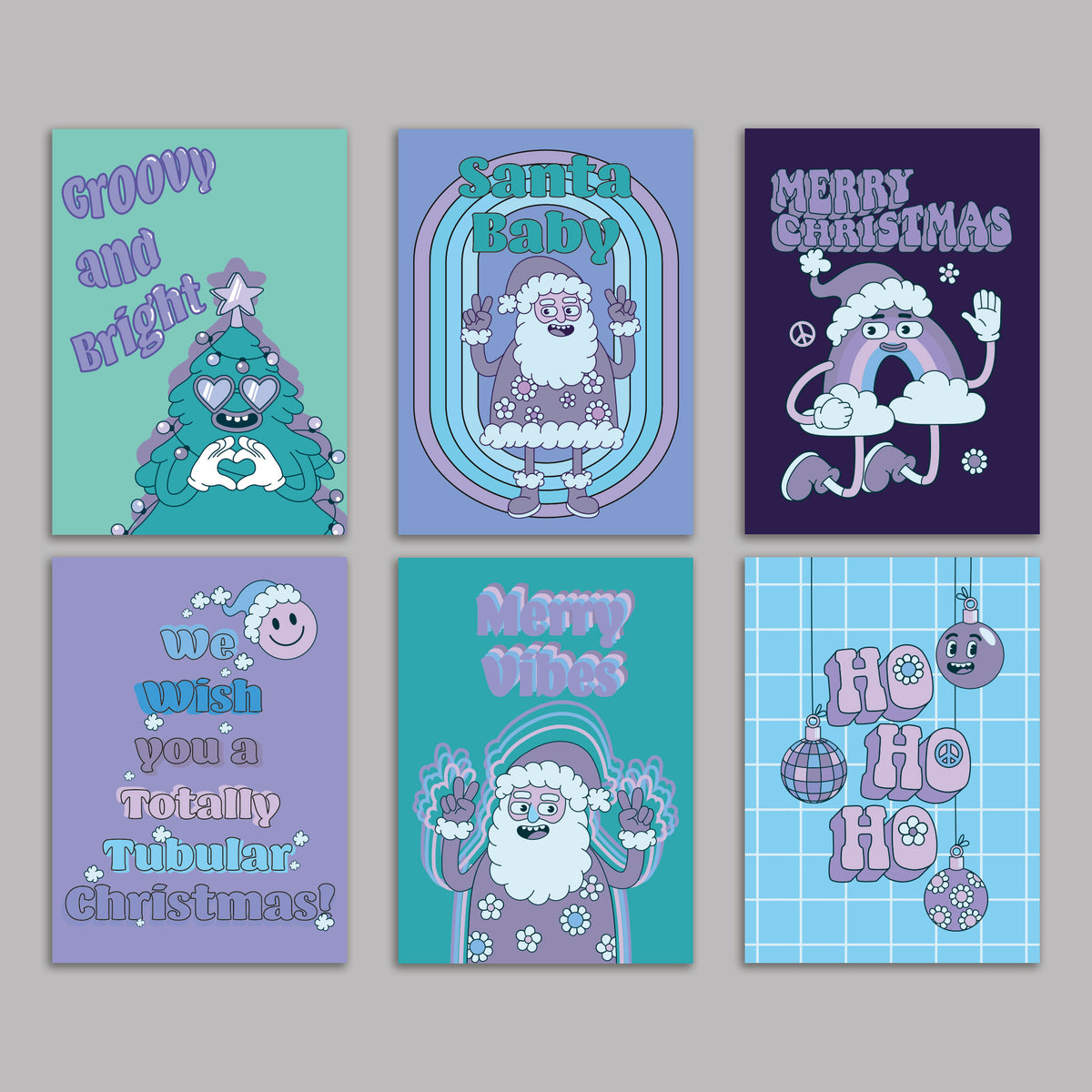 Boho Santa Christmas Cards, Set of 24