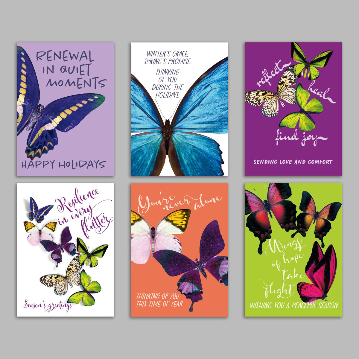 Butterfly Holiday Greeting Cards, Set of 24