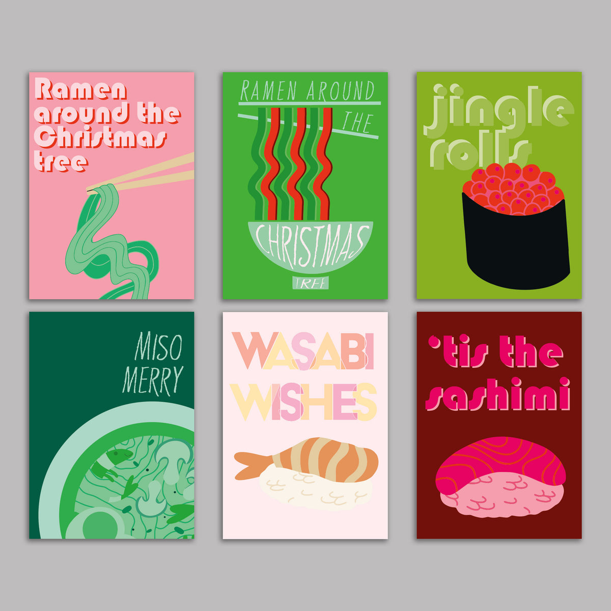 Sushi Season Christmas Greeting Cards, Set of 24