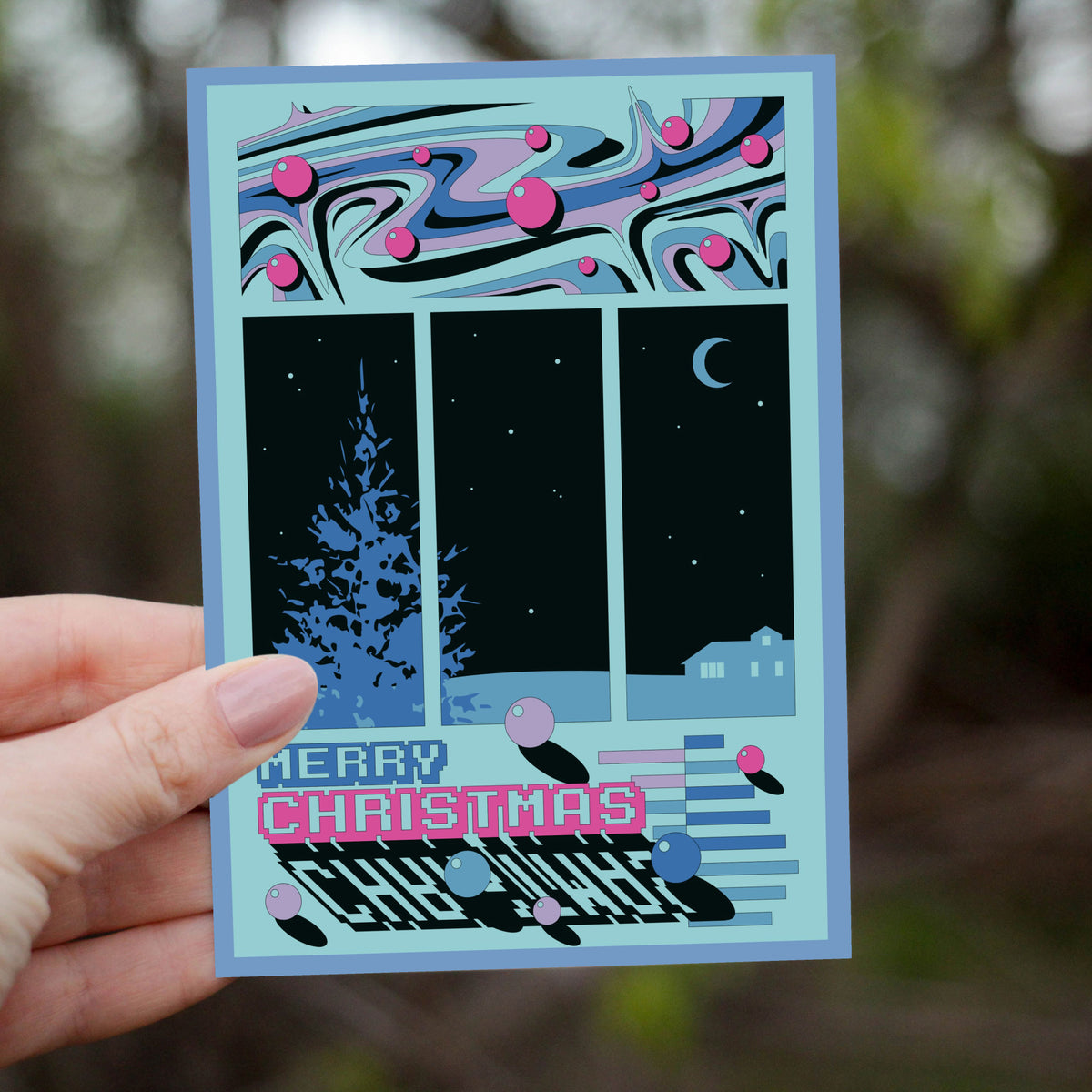 Set of 24 cards in four designs, six of each, with portrait-format layouts divided into lettering, illustration, and text pan