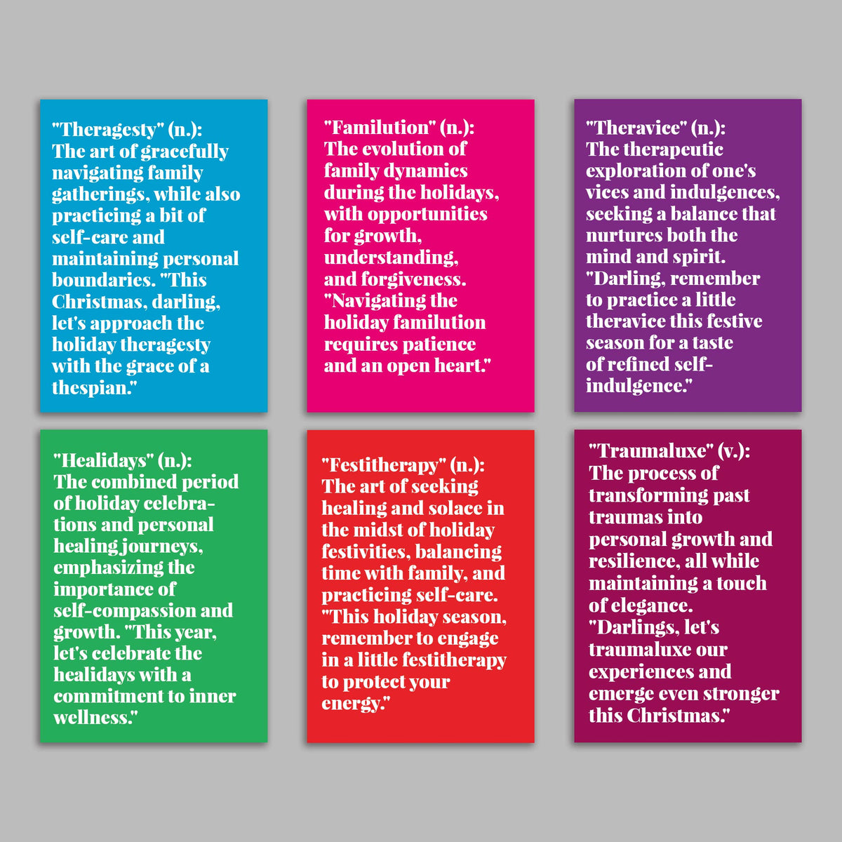 Mental Health Funny Holiday Greeting Cards, Set of 24