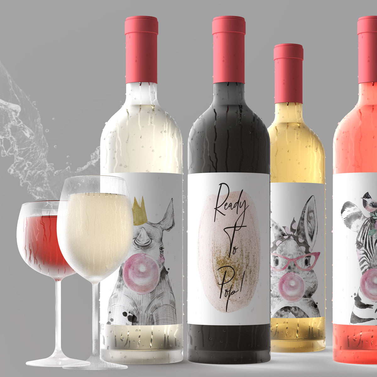 Ready to Pop Baby Shower Wine Labels, Pack of 8