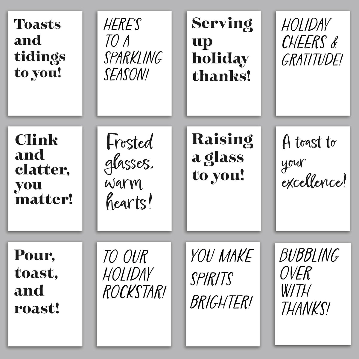Holiday Appreciation Greeting Cards for Bar Servers and Bartenders, Set of 24
