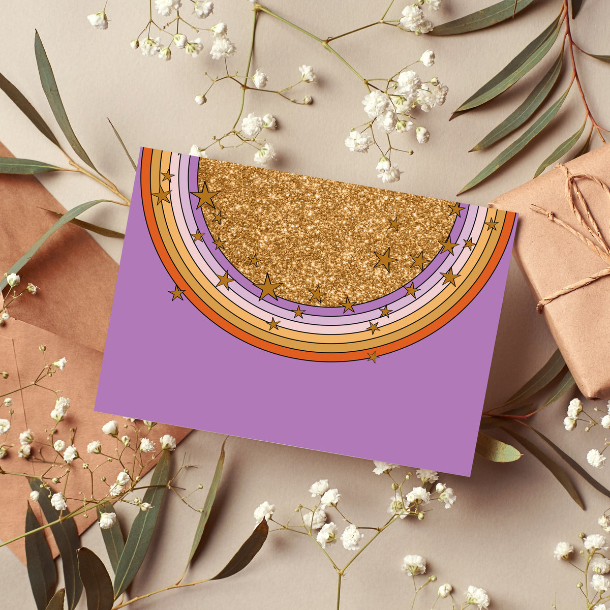 Card stationery set with celestial graphic arrangements on each card front.
