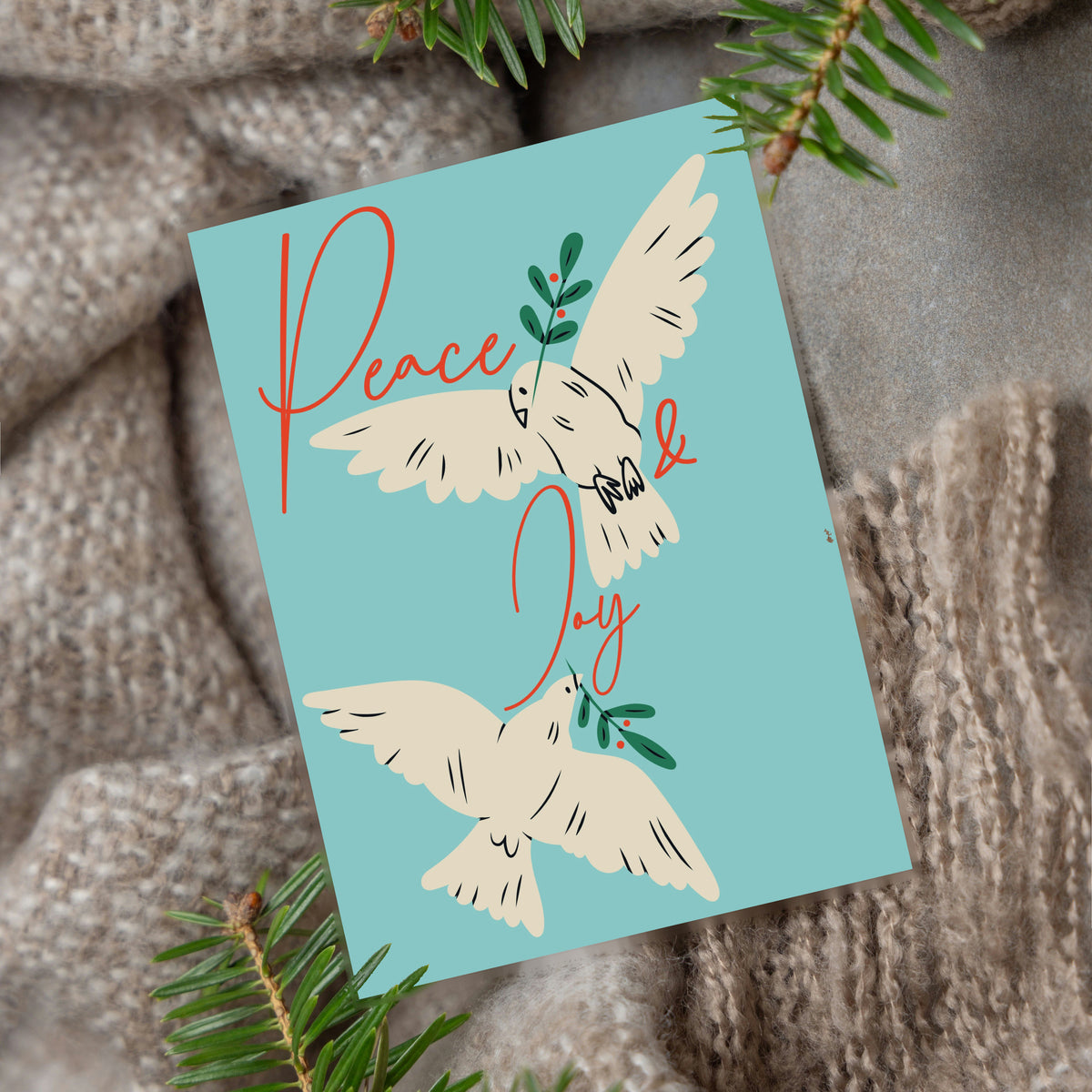Card set with phrases Peace, Peace on Earth, and Peace and Joy across six coordinating designs.