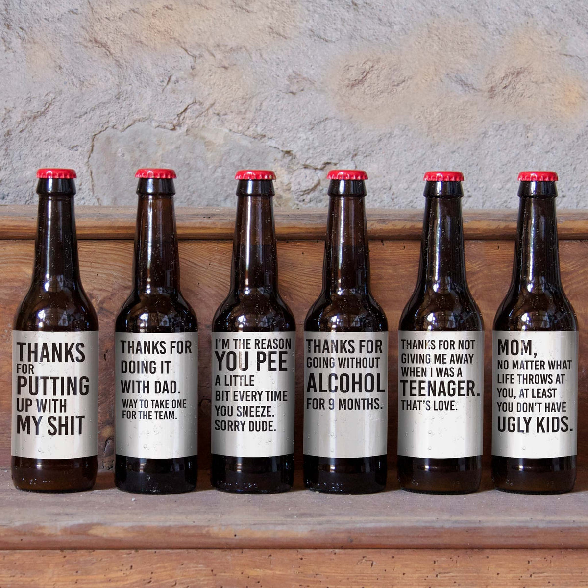 Mother's Day Beer Labels, Pack of 6