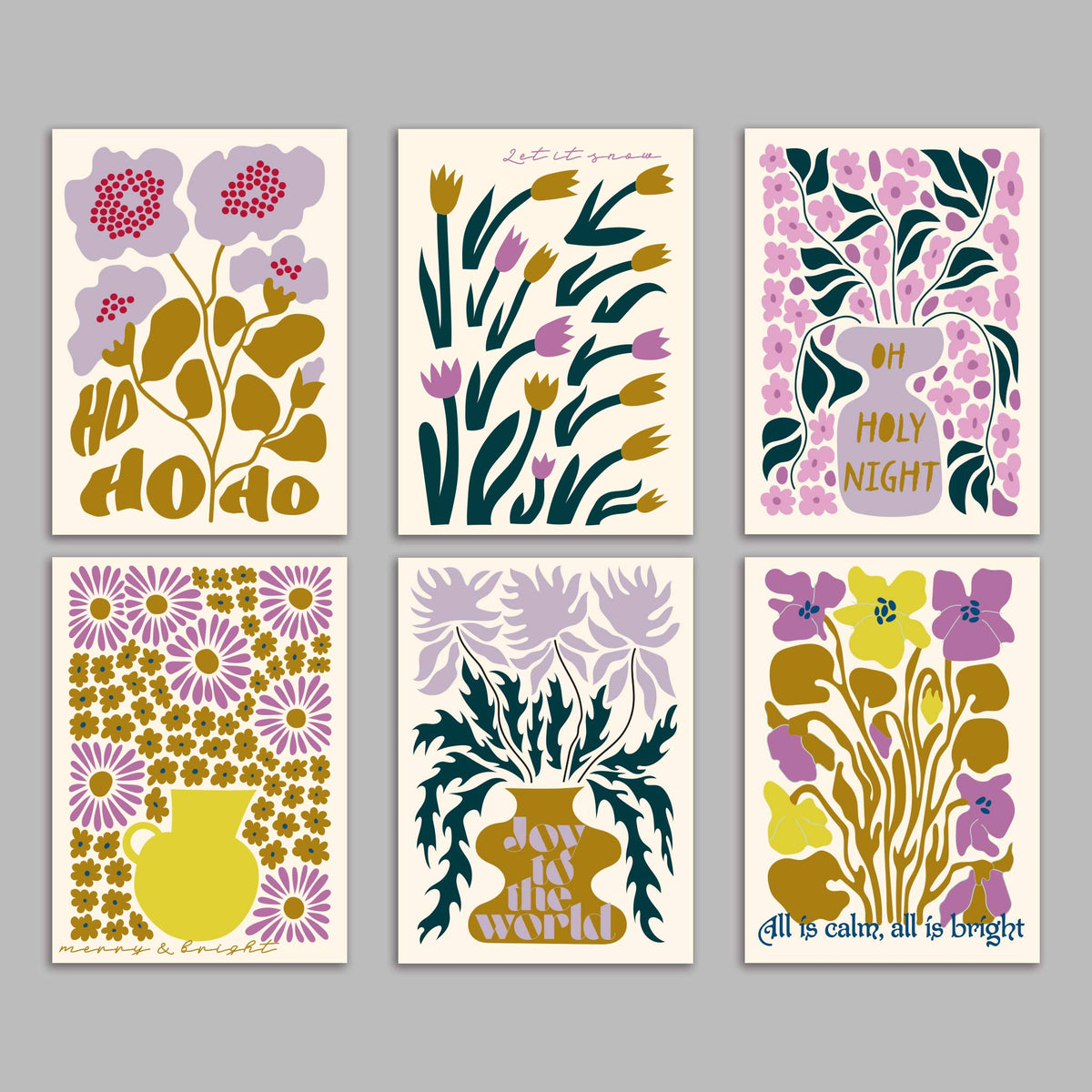 Modern Botanical Christmas Cards, Set of 24