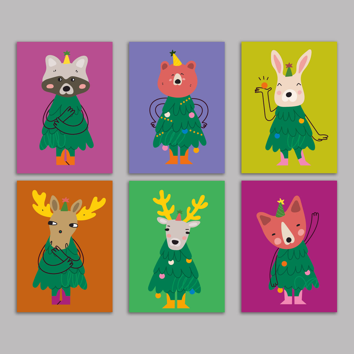 Holiday Cards with Cute Animals, Set of 24