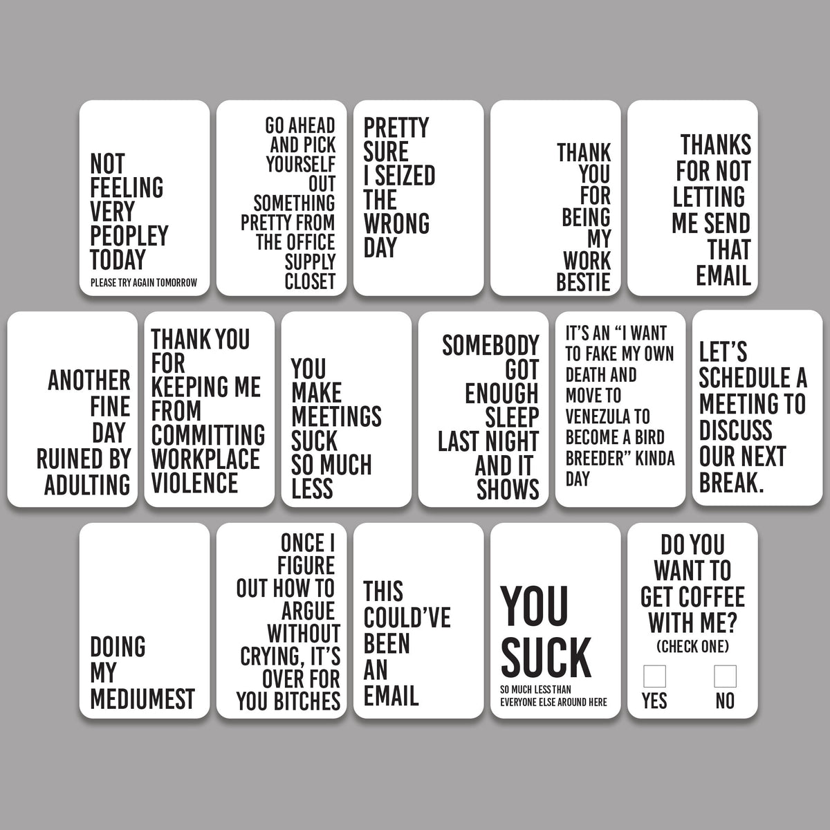 Funny Workplace Mantras, Deck of 16