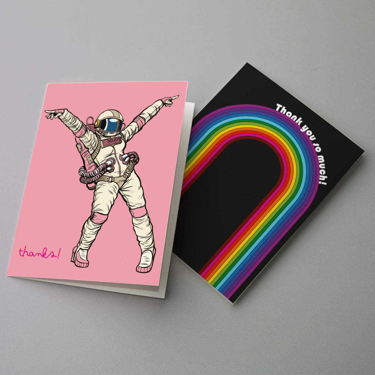 Card set with designs rendered in pixel art, watercolor, flat illustration, and loose expressive line-art styles.