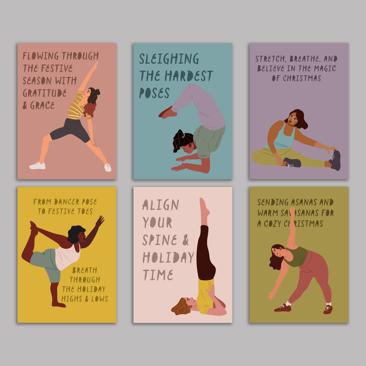 Yuletide Yoga Christmas Cards, Set of 24