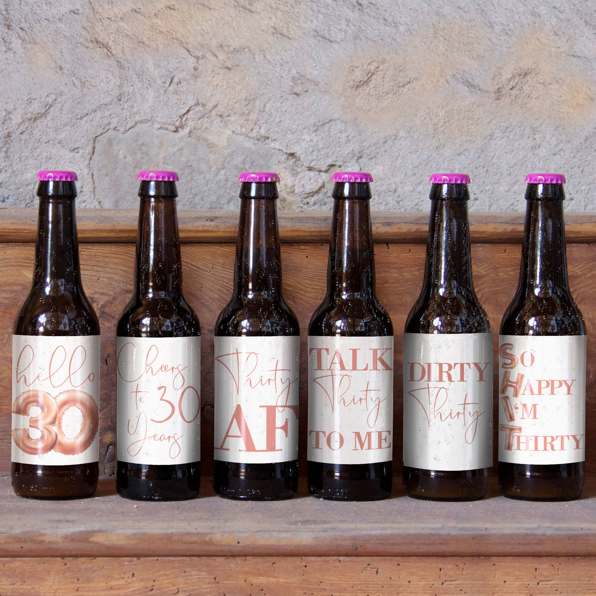 Dirty 30 Beer Labels, Pack of 6