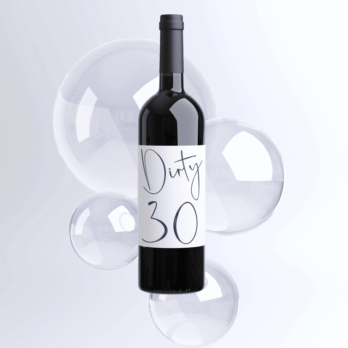 Black Balloon Dirty 30 Birthday Wine Labels, Pack of 4