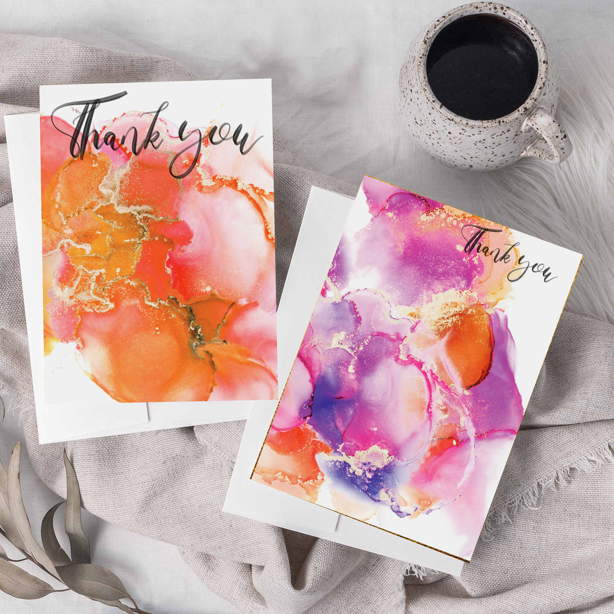 Deep purple, violet, and fuchsia fluid abstract pattern with gold and black veining and brush-script lettering.