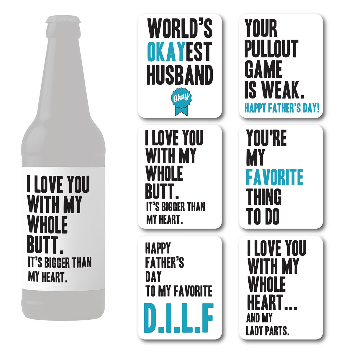 Naughty Father's Day Beer Labels, Pack of 6