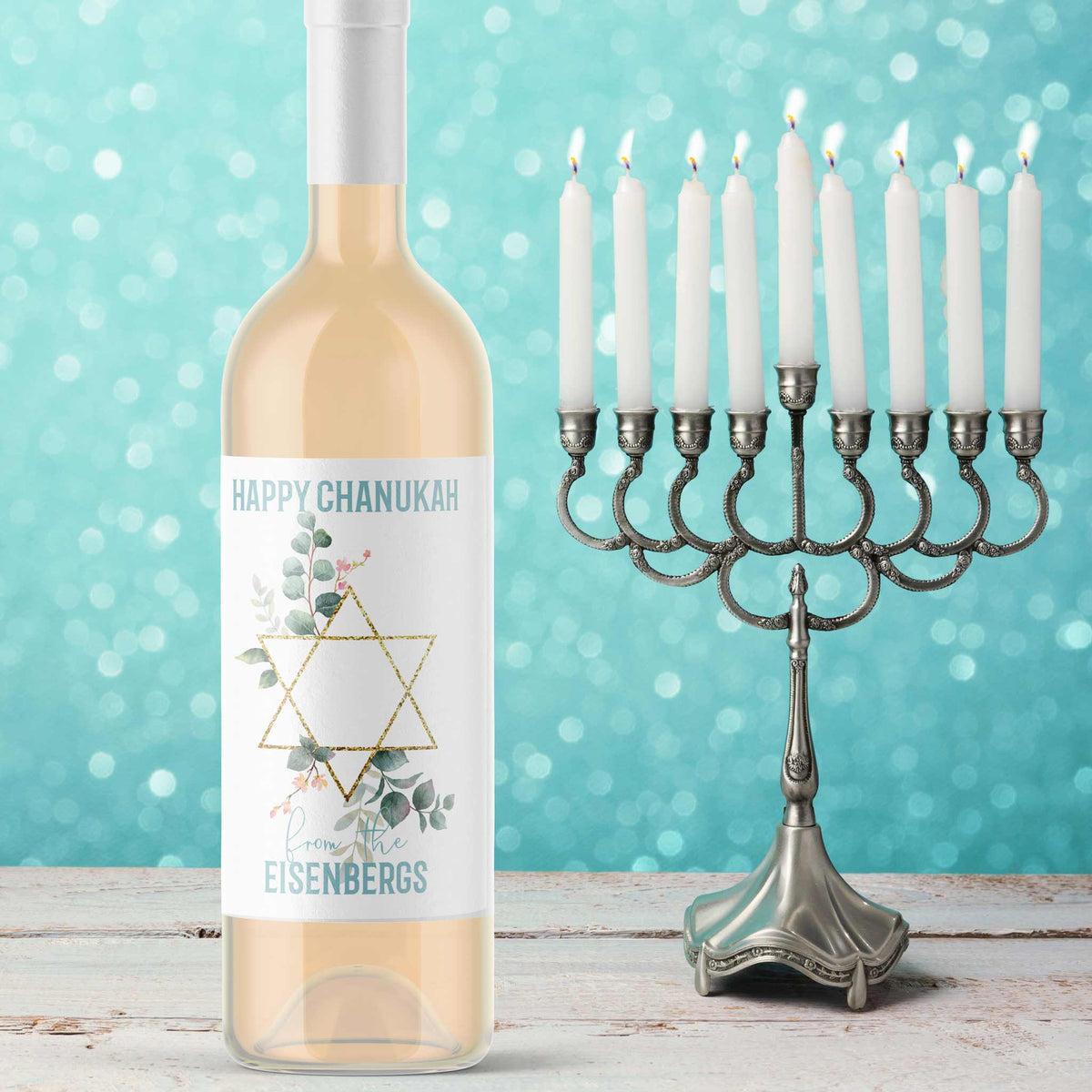 Happy Chanukah Personalized Labels, Pack of 4