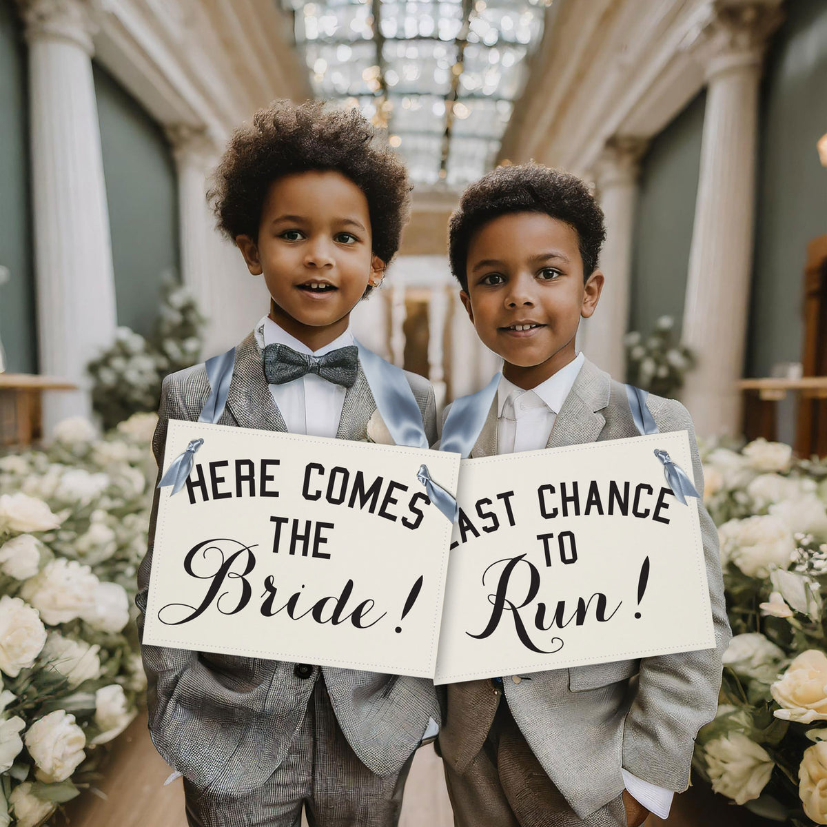 Here Comes the Bride and Last Chance to Run Sign Set