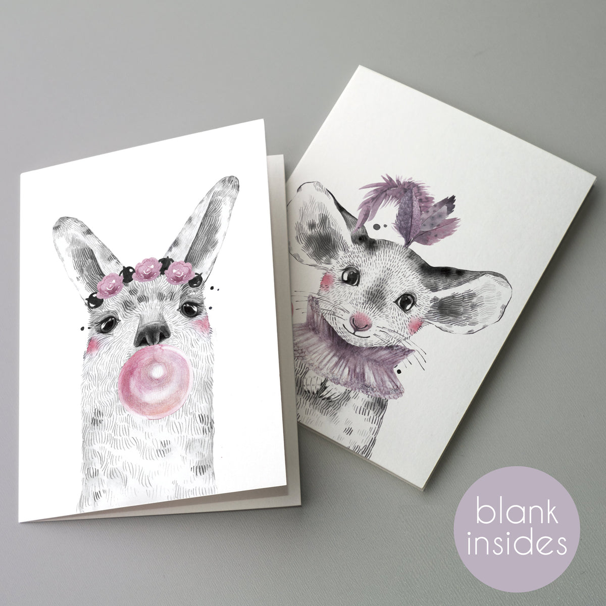 Baby Animal Greeting Cards, Set of 24