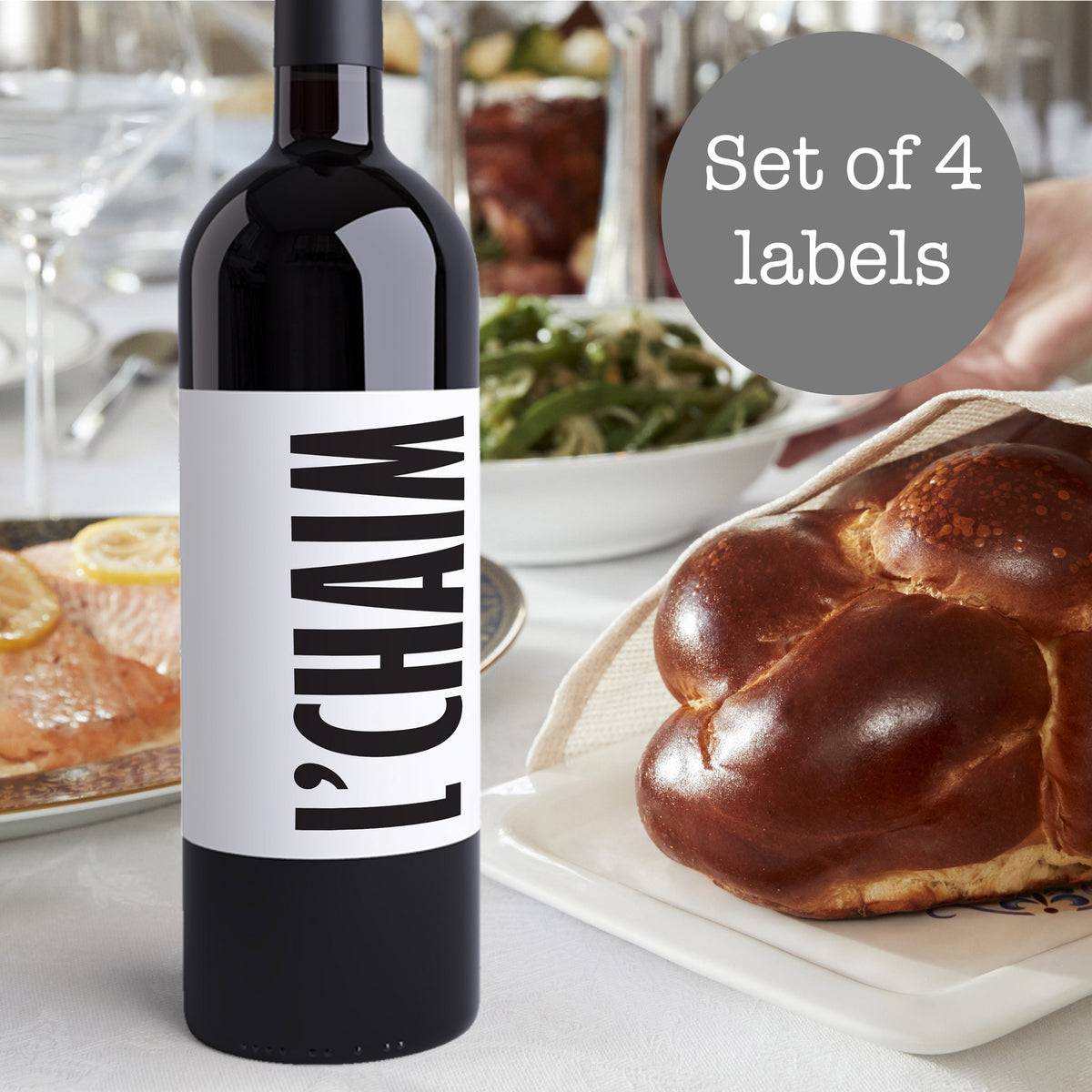 L'Chaim Wine Labels, Pack of 4