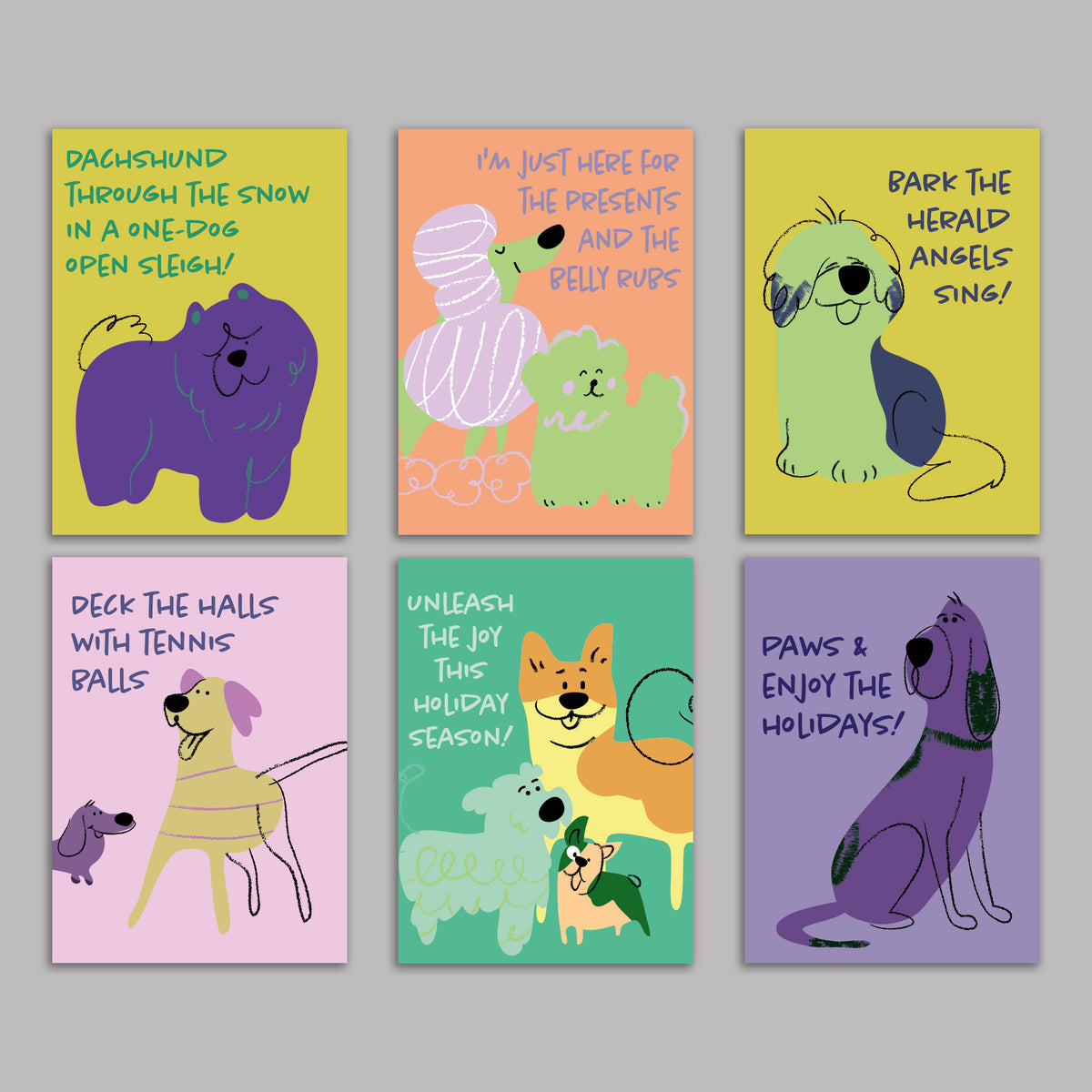 Funny Dog Christmas Greeting Cards, Set of 24