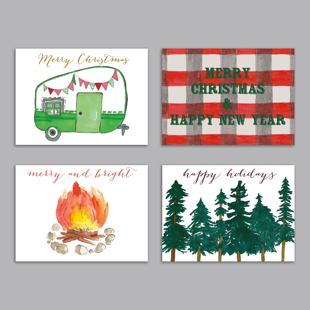 Vintage Camping Christmas Cards, Set of 24