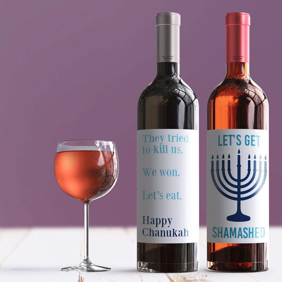 Funny Hanukkah Wine Labels, Pack of 8