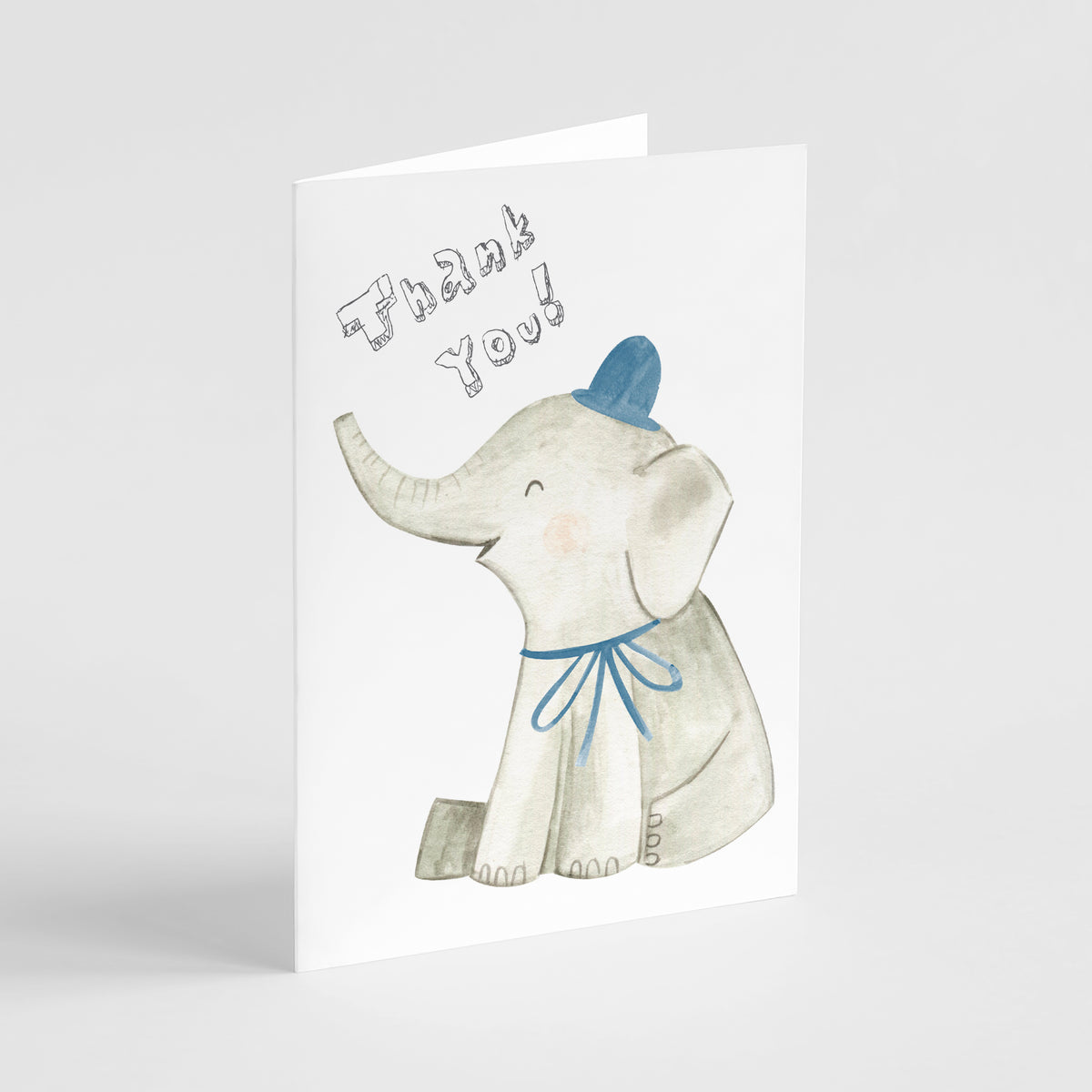 Boxed set of 24 elephant notecards in two alternating illustrated designs with soft watercolor-style artwork.