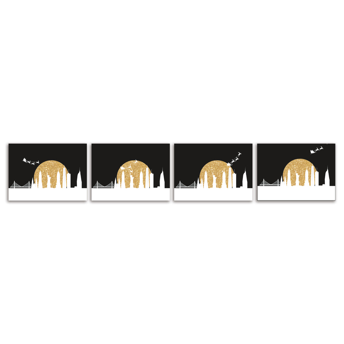 Santa Flying Over New York City Christmas Cards, Set of 24