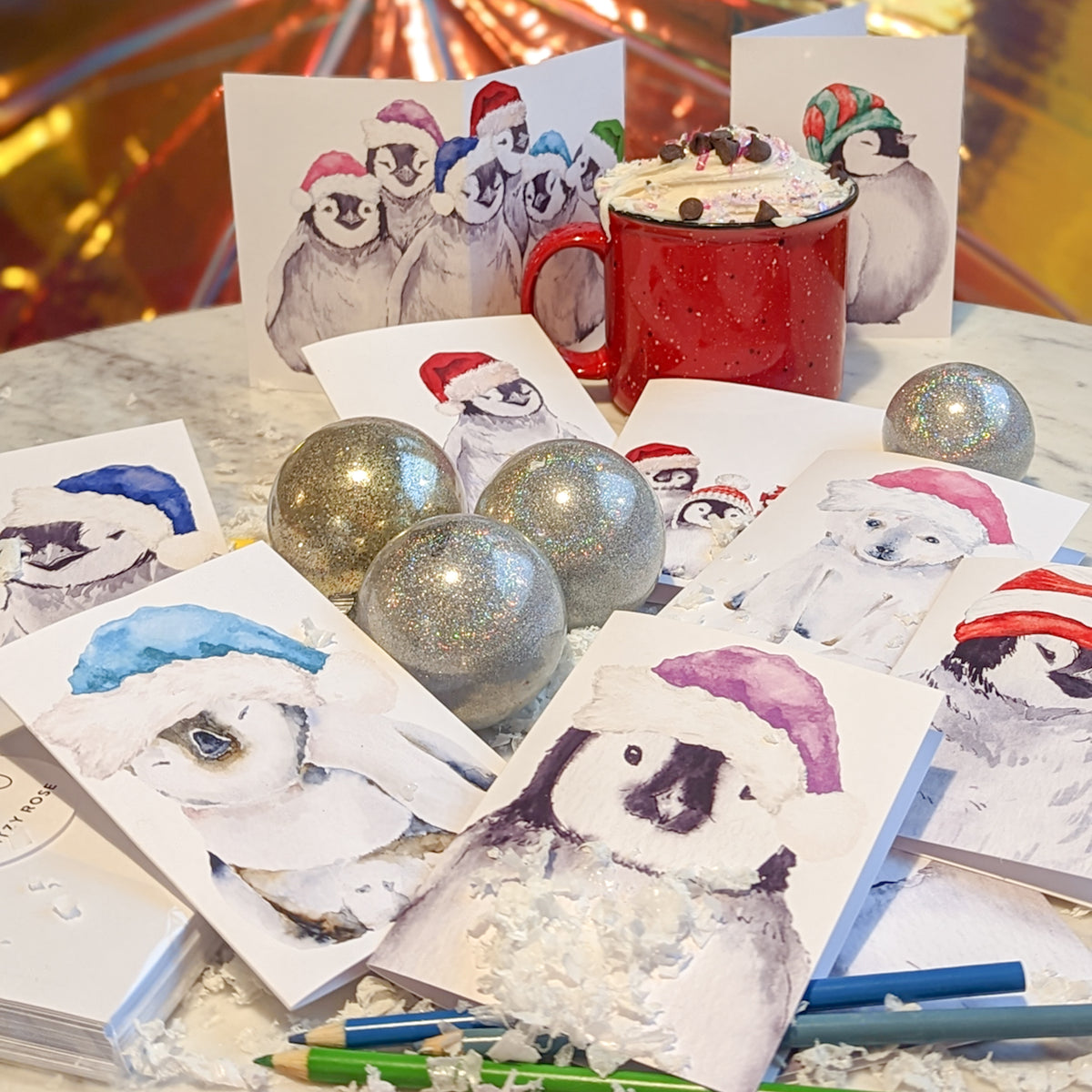 Baby Animal Holiday Greeting Cards, Set of 24