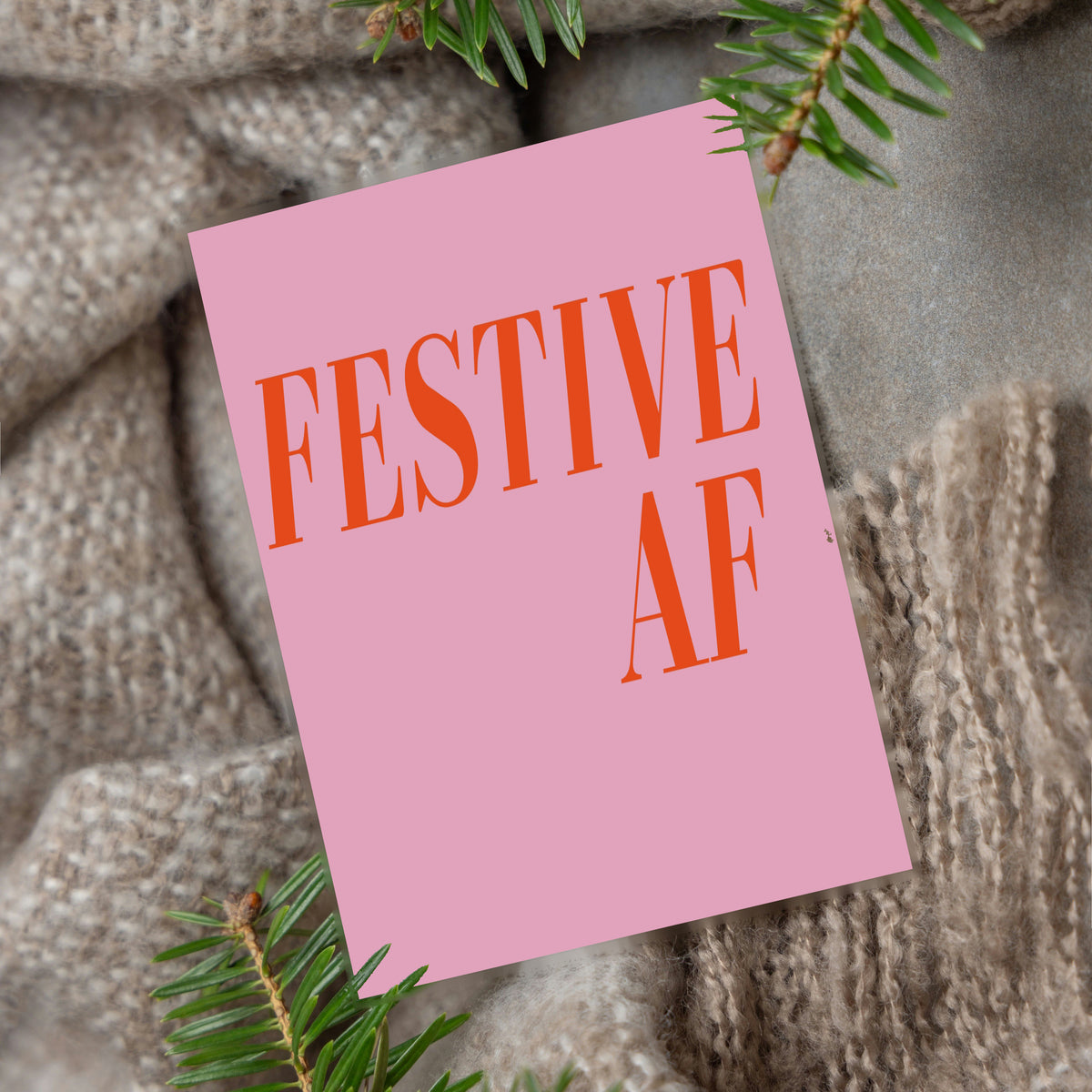 Set of 24 holiday cards with mixed typography styles including angular novelty, shadow-block, and cursive letteri