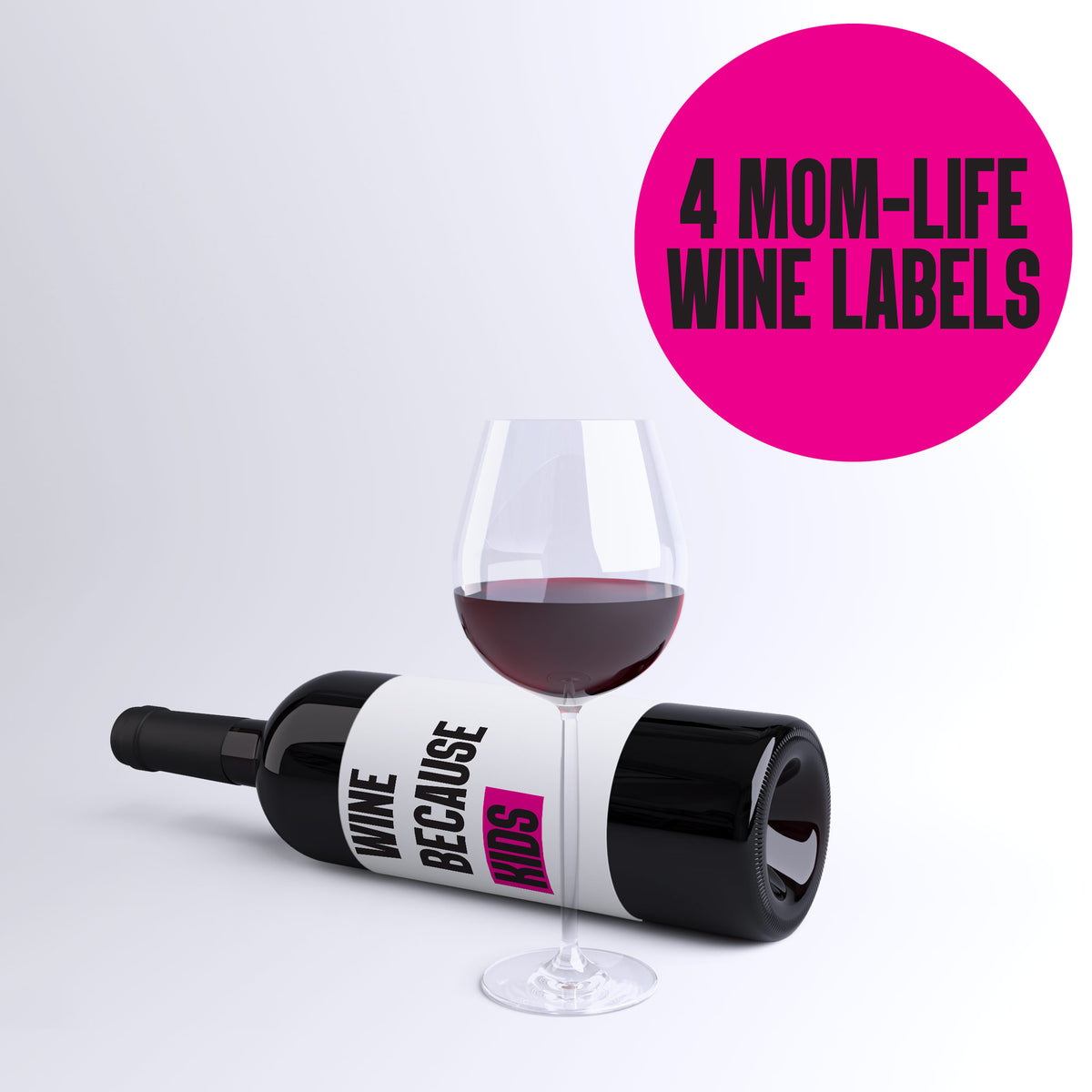Funny Mom Life Wine Labels, Pack of 4