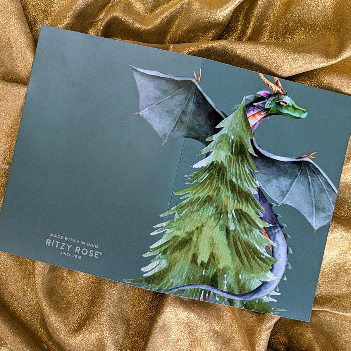 Whimsical Dragon Christmas Tree Greeting Cards, Set of 24