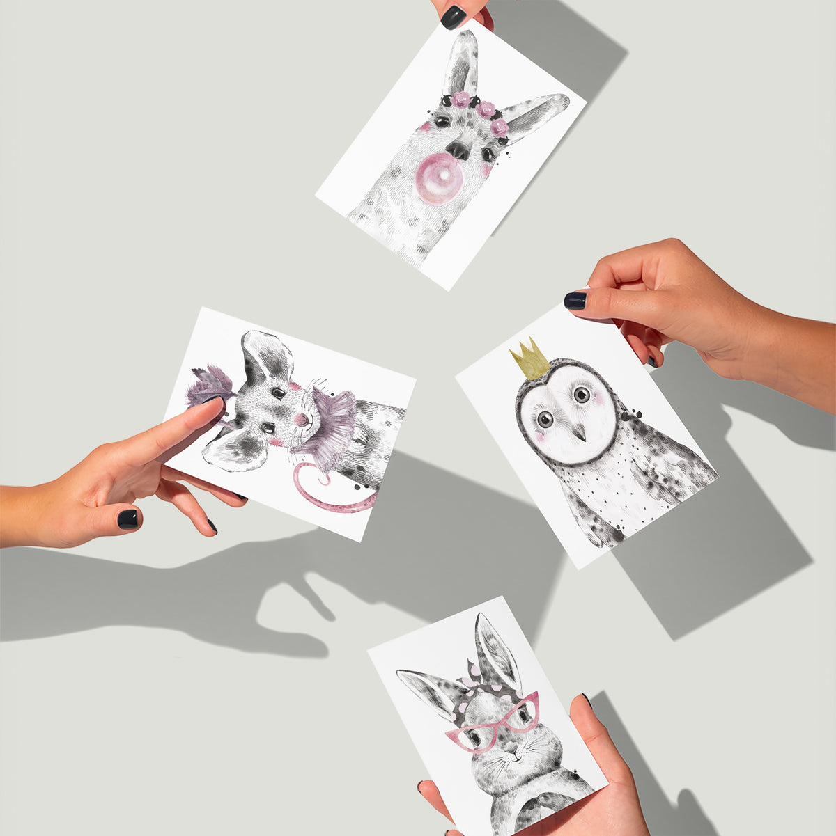 Baby Animal Greeting Cards, Set of 24