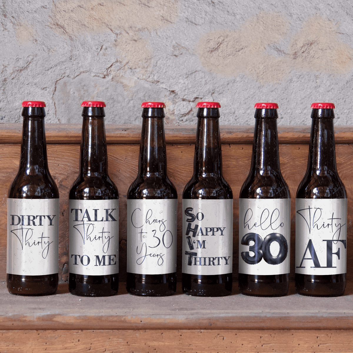 Black Balloon Dirty 30 Beer Labels, Pack of 6
