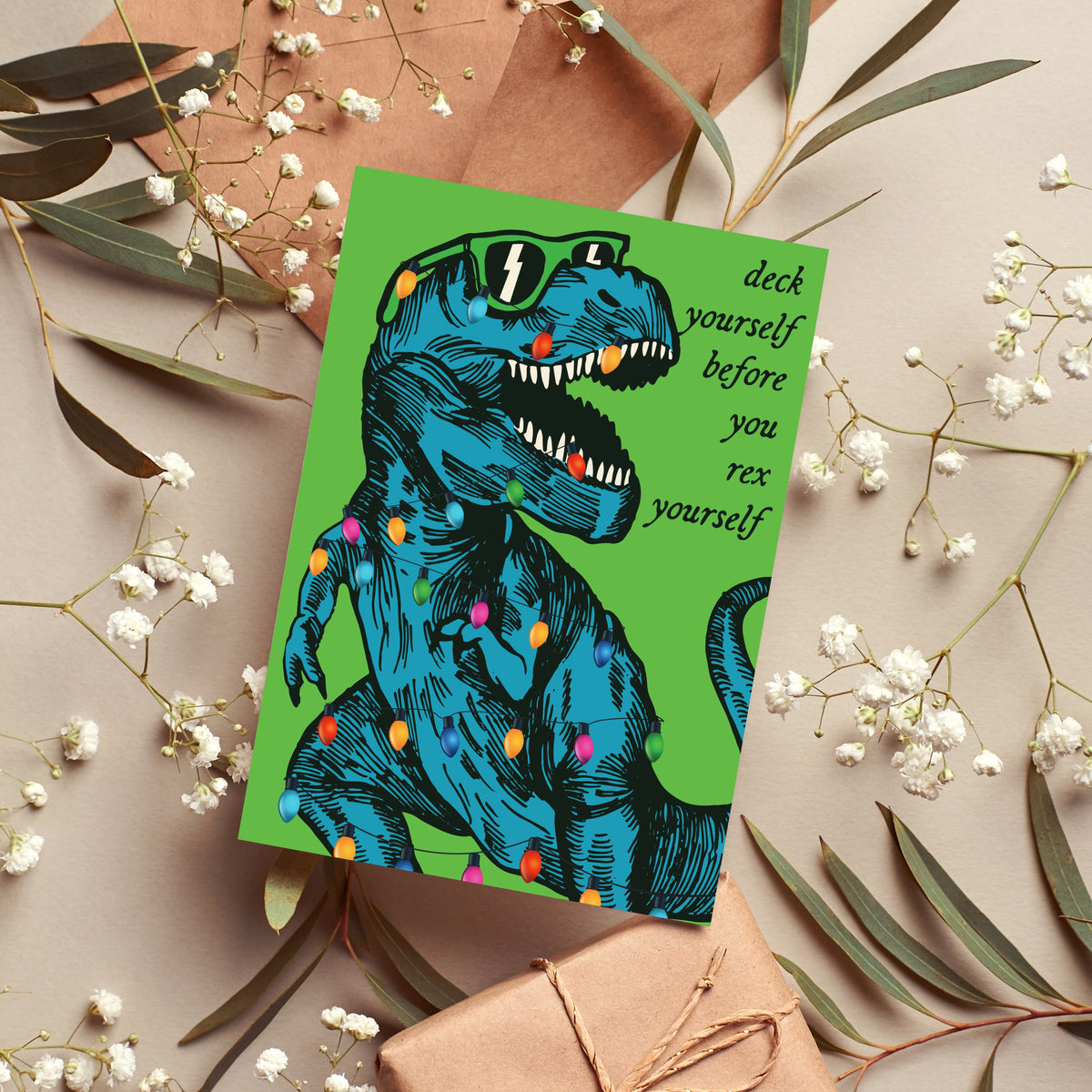 Christmas card set with adult-language one-liners in mixed typography styles, 24 cards included.