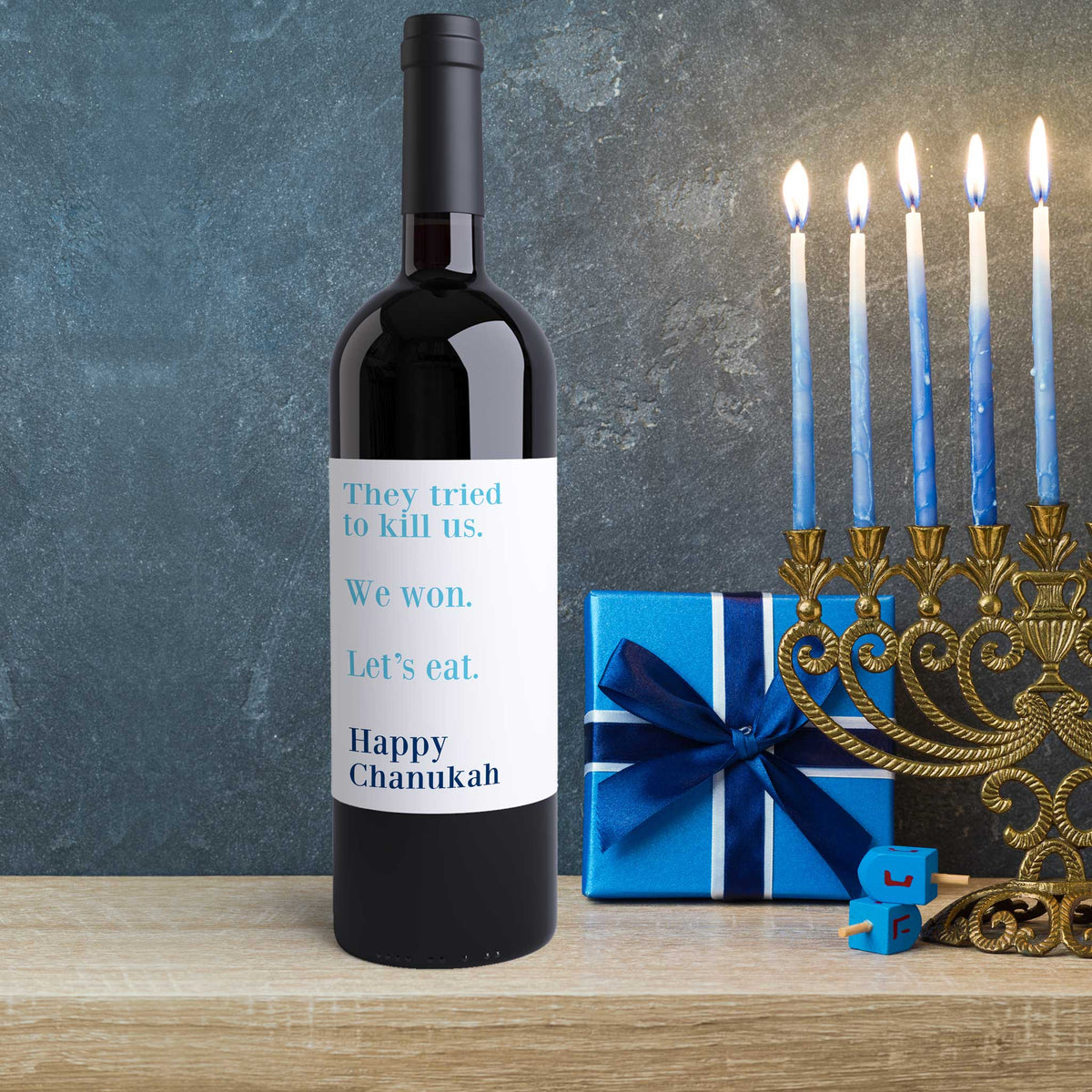 Funny Hanukkah Wine Labels, Pack of 8