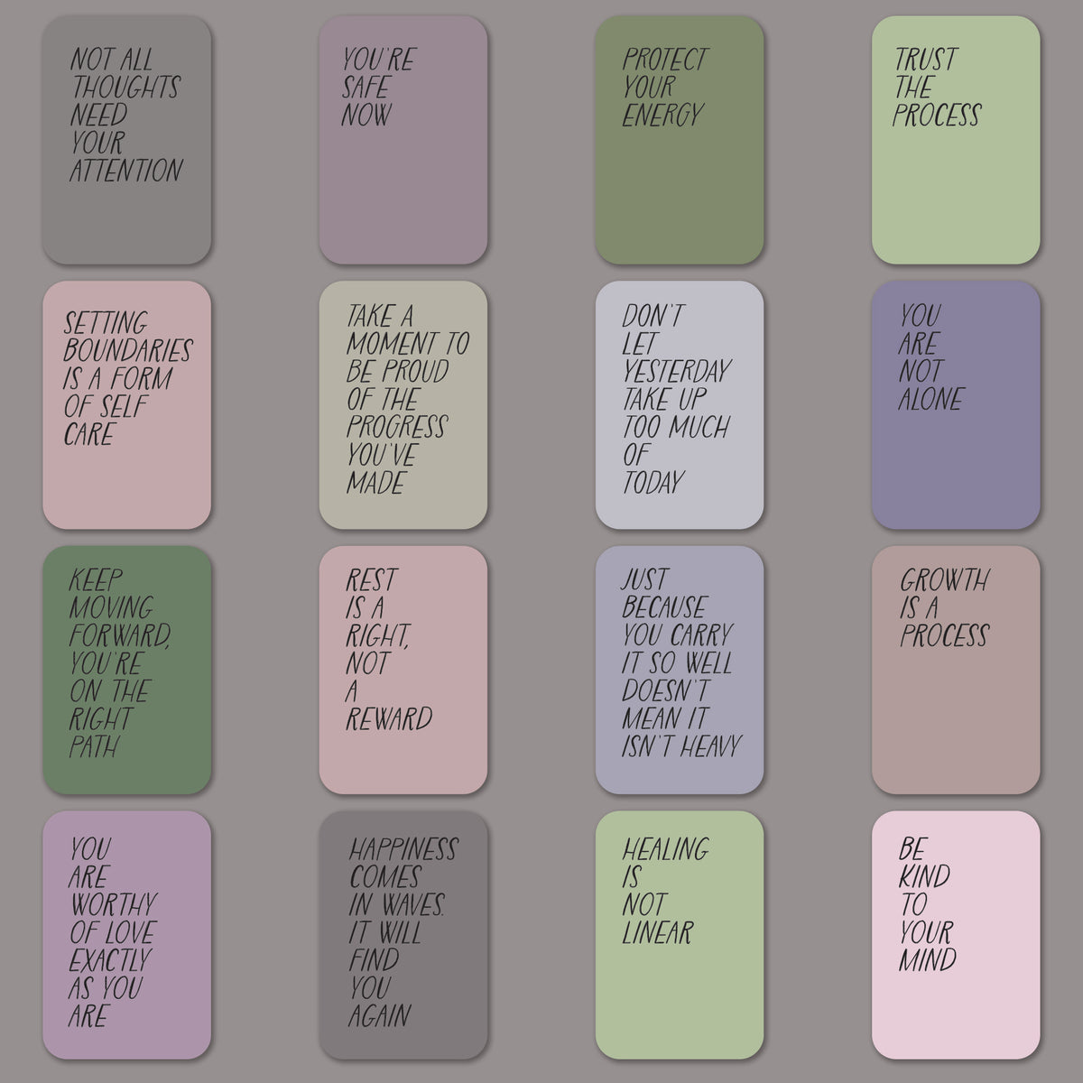 Self-Care Affirmation Cards, Deck of 16