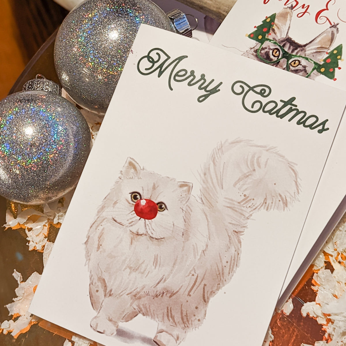 Meowy Christmas Greeting Cards, Set of 24