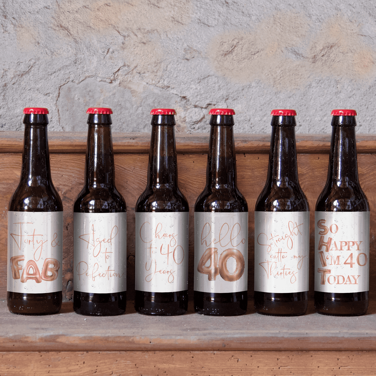 40th Birthday Beer Labels, Pack of 6