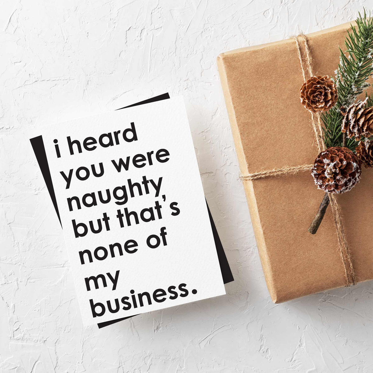 White cardstock holiday card reading "deck yourself before you wreck yourself" in bold black sans-serif text.