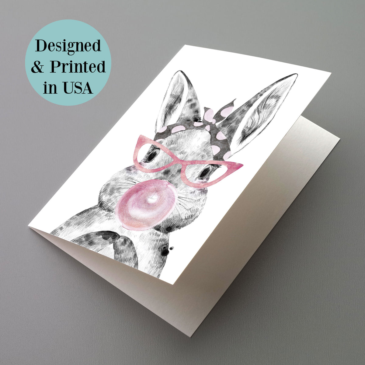 Bubble Gum Baby Animal Greeting Cards, Set of 24