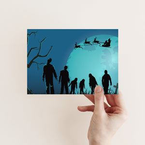 24 Zombie Christmas Cards with Santa's Sleigh + Envelopes