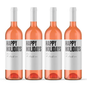 Custom Happy Holidays Wine Labels - 4 Pack