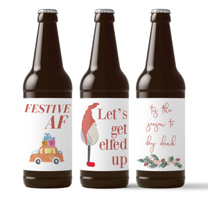 Festive Holiday Beer Labels - 6 Pack