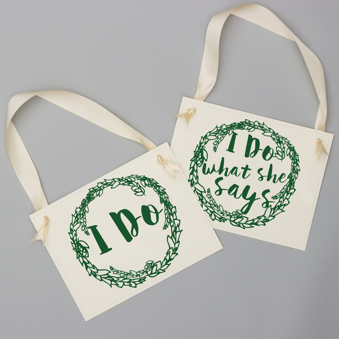 Wedding Chair Signs "I Do" / "I Do What She Says" | Set of 2