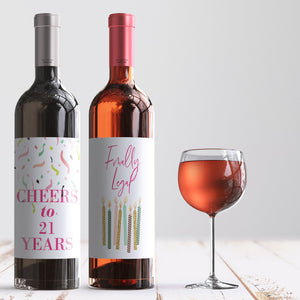 21st Birthday Party Wine Labels - 4 Pack