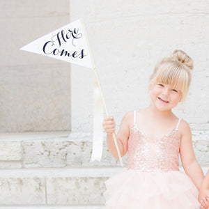 Here Comes + The Bride Wedding Signs (Set of 2 Flags)