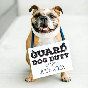 Set of 2 Dog Pregnancy Announcement Signs "Official Toy Tester" + "Guard Dog Duty"