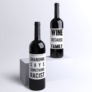 Family Holiday Dinner Survival Wine Labels - 4 Pack